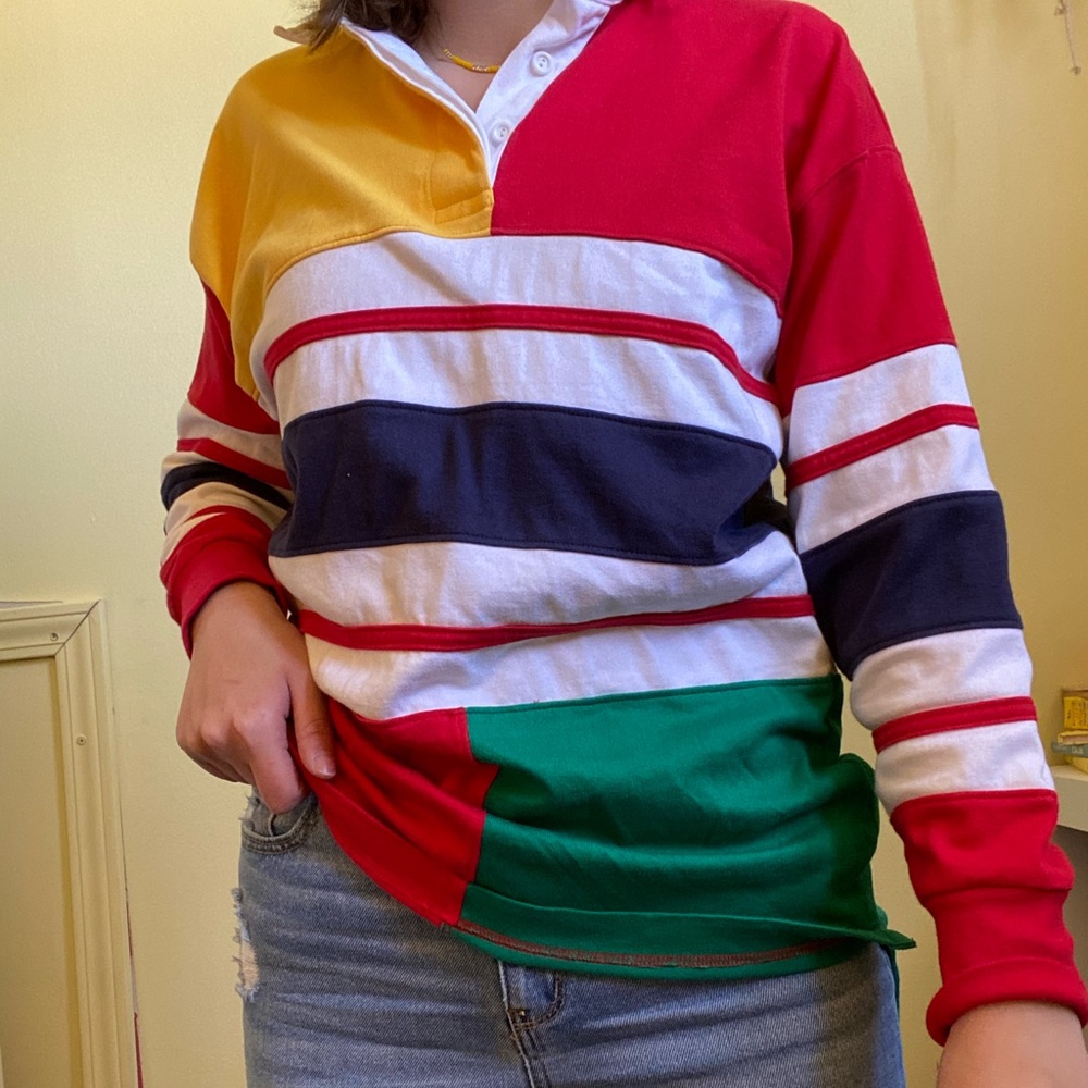 color blocked rugby polo